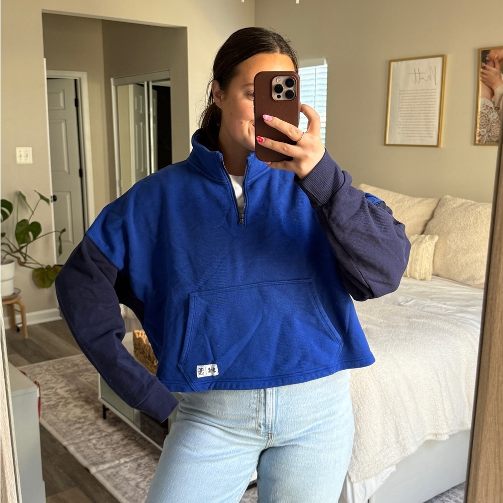 Blue and Navy Quarter-Zip Pullover